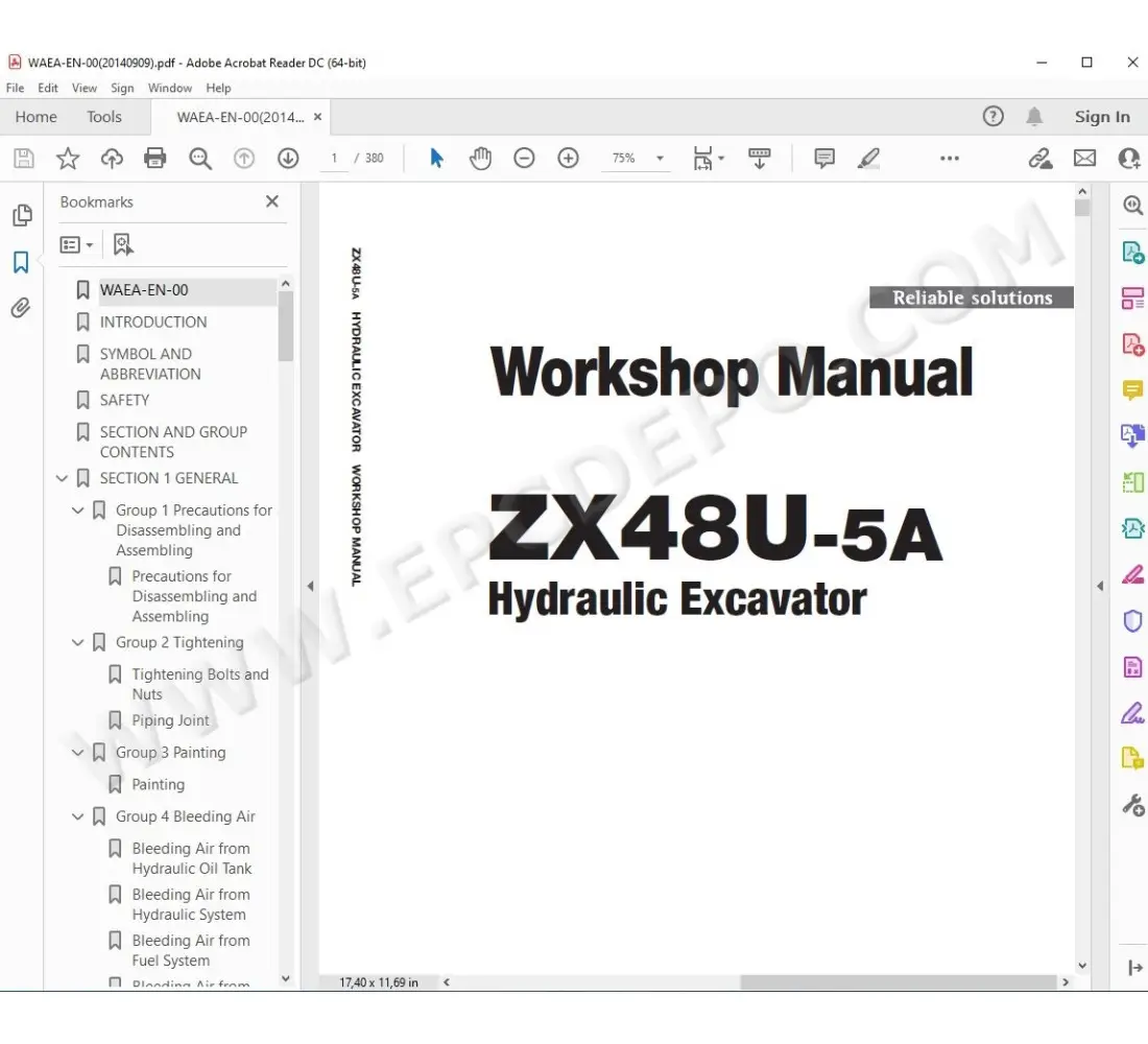 Hitachi Excavator Zaxis ZX48U-5A service manual